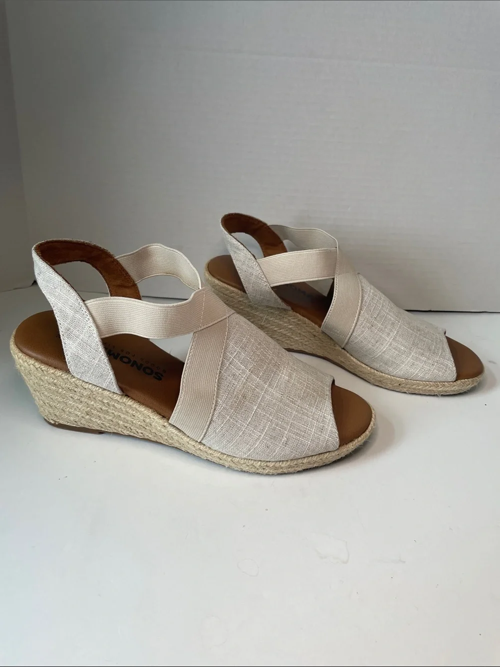 Sonoma  Women's Size 9.5 Cream Espadrille Wedge Sandals